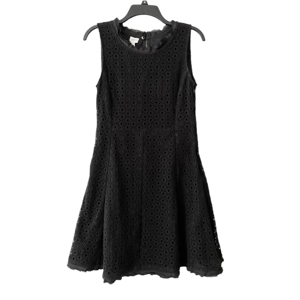 Armani Collezzioni Black Eyelet Fit and Flare Dress Size 8